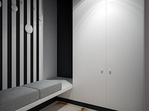 Europejska Resident - Średni z wieszakiem biały czarny z marmurem na podłodze hol / przedpokój, styl nowoczesny - zdjęcie od Studio projektowania wnętrz''Studio Aranżacji''
