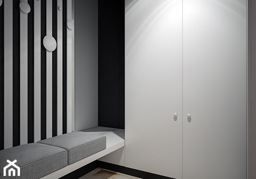 Europejska Resident - Średni z wieszakiem biały czarny z marmurem na podłodze hol / przedpokój, styl nowoczesny - zdjęcie od Studio projektowania wnętrz''Studio Aranżacji''