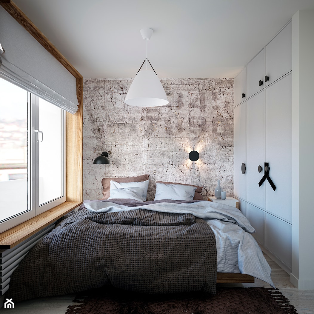 W wolnej głowie - Mała szara sypialnia, styl skandynawski - zdjęcie od Studio projektowania wnętrz''Studio Aranżacji'' - Homebook