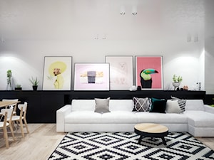 Europejska Resident - Duży biały salon z jadalnią, styl nowoczesny - zdjęcie od Studio projektowania wnętrz''Studio Aranżacji''