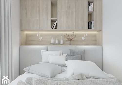 Sypialnia - mieszkanie Warszawa - Mała biała sypialnia, styl nowoczesny - zdjęcie od Polilinia Design