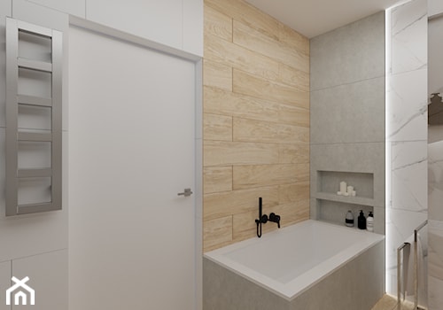 Łazienka z ukrytym przejściem - Średnia bez okna z punktowym oświetleniem łazienka, styl nowoczesny - zdjęcie od Polilinia Design
