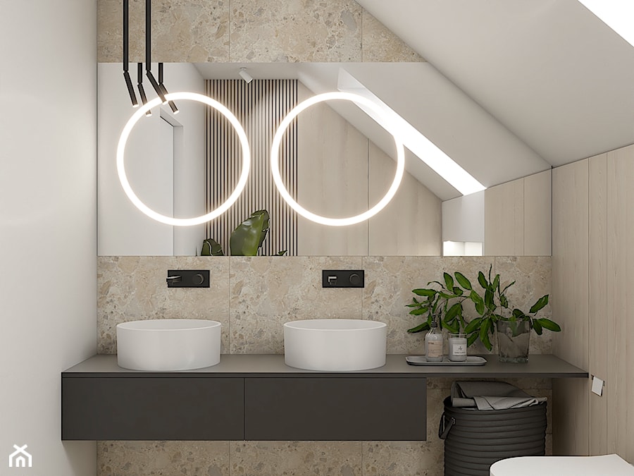 Nowoczesna strefa dzienna z dwoma łazienkami - Łazienka, styl nowoczesny - zdjęcie od Polilinia Design