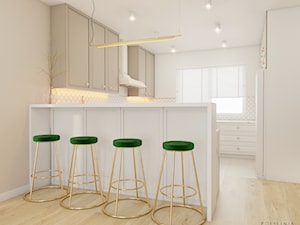 Część dzienna domu jednorodzinnego w eleganckich beżach - Kuchnia, styl nowoczesny - zdjęcie od Polilinia Design
