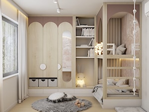 Pokój dla dziewczynki z antresolą - róż - Pokój dziecka, styl nowoczesny - zdjęcie od Polilinia Design