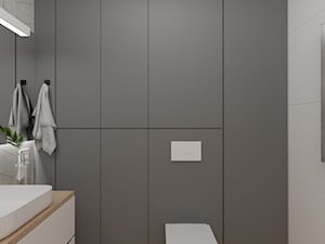 Łazienka z ukrytym przejściem - Mała bez okna z lustrem łazienka, styl nowoczesny - zdjęcie od Polilinia Design