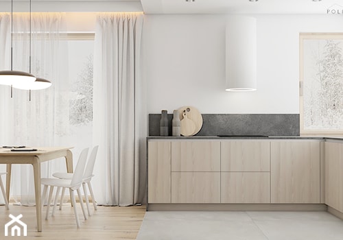 Nowoczesna strefa dzienna z dwoma łazienkami - Kuchnia, styl nowoczesny - zdjęcie od Polilinia Design