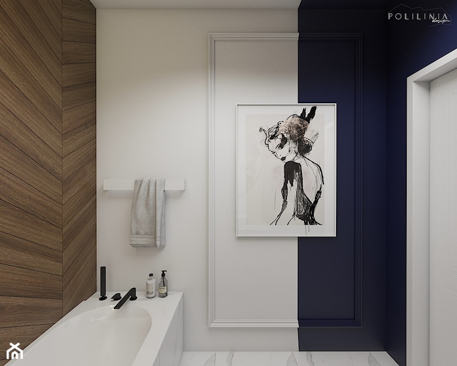 Łazienka z dodatkiem granatu - Łazienka, styl nowoczesny - zdjęcie od Polilinia Design