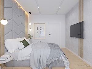 Sypialnia z akcentem w jodełkę - Sypialnia, styl nowoczesny - zdjęcie od Polilinia Design