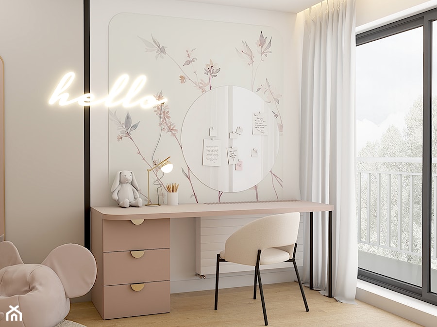 Pokój dla dziewczynki - pudrowy - Pokój dziecka, styl nowoczesny - zdjęcie od Polilinia Design