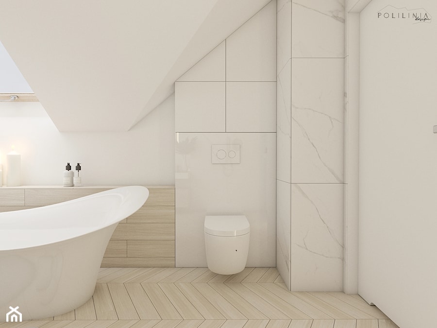 Jasna łazienka na poddaszu - Łazienka, styl nowoczesny - zdjęcie od Polilinia Design