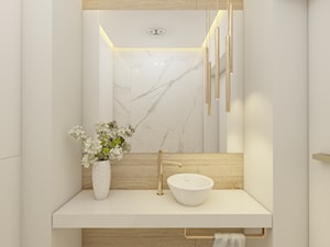 Toaleta na parterze - dom Moskorzew - Mała bez okna z lustrem łazienka, styl nowoczesny - zdjęcie od Polilinia Design