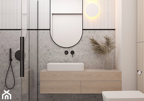 Naturalna strefa dzienna - Mała bez okna z lustrem łazienka, styl minimalistyczny - zdjęcie od Polilinia Design