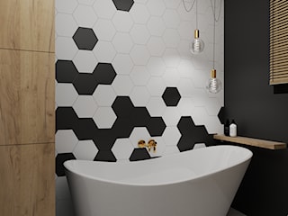 Czarno-biała łazienka z heksagonami