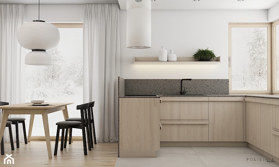 Naturalna strefa dzienna - Kuchnia, styl minimalistyczny - zdjęcie od Polilinia Design