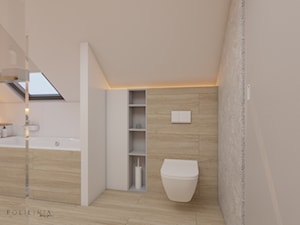 Łazienka - dom Ruda Śląska #5 - Średnia na poddaszu łazienka z oknem, styl nowoczesny - zdjęcie od Polilinia Design