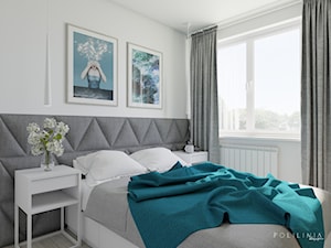 Turkusowa sypialnia - Mała biała sypialnia - zdjęcie od Polilinia Design