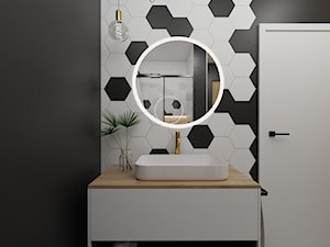 Czarno-biała łazienka z heksagonami