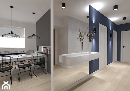 Mieszkanie z czarnymi dodatkami - Średni niebieski hol / przedpokój, styl nowoczesny - zdjęcie od Studio Skala Marta Michalkiewicz Gulczyńska