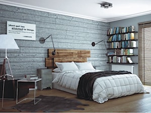 Wilanów - Duża szara sypialnia, styl nowoczesny - zdjęcie od KLEMART