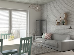Mieszkanie 49m2 - Średni biały szary salon, styl skandynawski - zdjęcie od 3d wizki - Agata Jędraszek-Wilk
