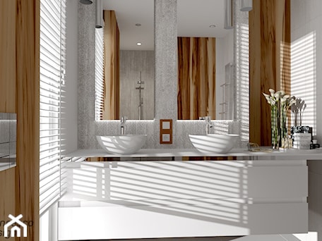 Aranżacje wnętrz - Łazienka: Mała łazienka w bieli i oryginalnym drewnie - FRANCESCO DESIGN . Przeglądaj, dodawaj i zapisuj najlepsze zdjęcia, pomysły i inspiracje designerskie. W bazie mamy już prawie milion fotografii!