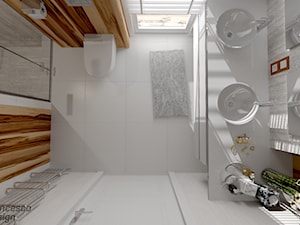 Mała łazienka w bieli i oryginalnym drewnie - zdjęcie od FRANCESCO DESIGN