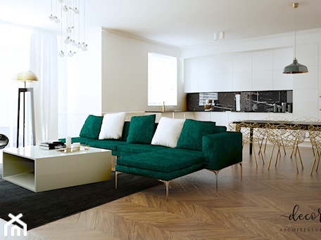 Aranżacje wnętrz - Salon: Apartament Na Woli, 127,78m². - Decoroso Architektura Wnętrz. Przeglądaj, dodawaj i zapisuj najlepsze zdjęcia, pomysły i inspiracje designerskie. W bazie mamy już prawie milion fotografii!