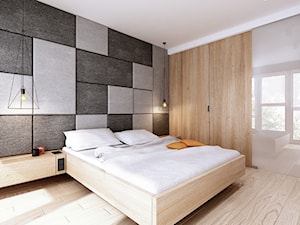 Koralowa | Lublin - Mała średnia szara sypialnia, styl nowoczesny - zdjęcie od H+ Architektura