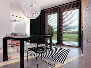 parter domu jednorodzinnego - Średnia biała jadalnia jako osobne pomieszczenie, styl nowoczesny - zdjęcie od KIECZ.studio projektowe