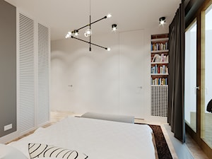 SAFS - Apartament Żoliborz - Średnia biała szara sypialnia z balkonem / tarasem, styl nowoczesny - zdjęcie od SAFS | Sustainable Architecture