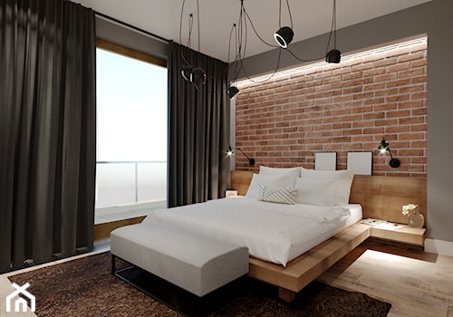 SAFS - Apartament Żoliborz - Średnia szara sypialnia z balkonem / tarasem, styl nowoczesny - zdjęcie od SAFS | Sustainable Architecture