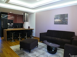 Browar Lubicz Kompleksowa realizacja projektu apartamentu - Mały biały szary salon z kuchnią z jadalnią, styl nowoczesny - zdjęcie od Kompleksowe wykończenie wnętrz domów i mieszkań w Krakowie