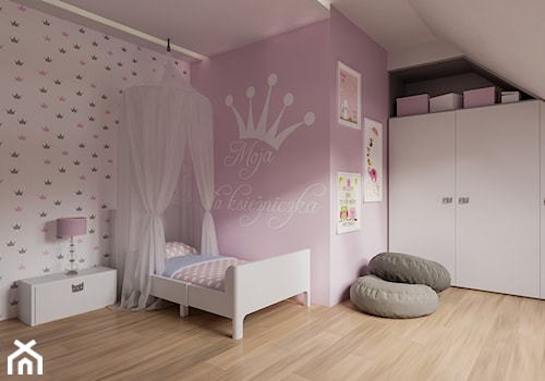 Pokój księżniczki - Duży biały różowy pokój dziecka dla dziecka dla nastolatka dla dziewczynki, styl nowoczesny - zdjęcie od Art & Deco Design