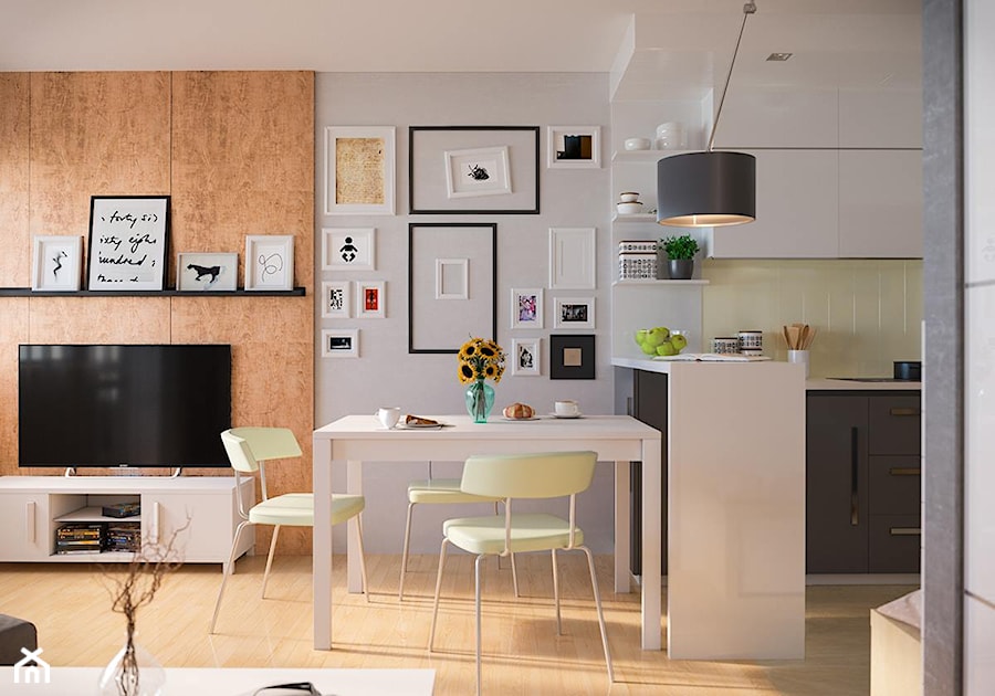 Małe mieszkanie w Warszawie - Średnia szara jadalnia w salonie, styl nowoczesny - zdjęcie od Art & Deco Design