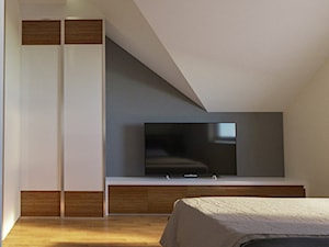 Poddasze - Mała biała szara sypialnia, styl nowoczesny - zdjęcie od Art & Deco Design