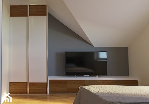 Poddasze - Mała biała szara sypialnia, styl nowoczesny - zdjęcie od Art & Deco Design