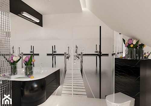 Błyszcząca łazienka - Średnia na poddaszu łazienka, styl nowoczesny - zdjęcie od Art & Deco Design