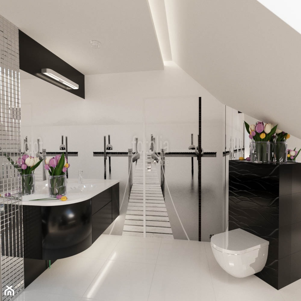 Błyszcząca łazienka - Średnia na poddaszu łazienka, styl nowoczesny - zdjęcie od Art & Deco Design - Homebook