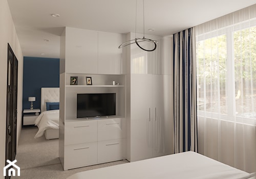 Sypialnia z niebieskim akcentem - Sypialnia, styl nowoczesny - zdjęcie od Art & Deco Design