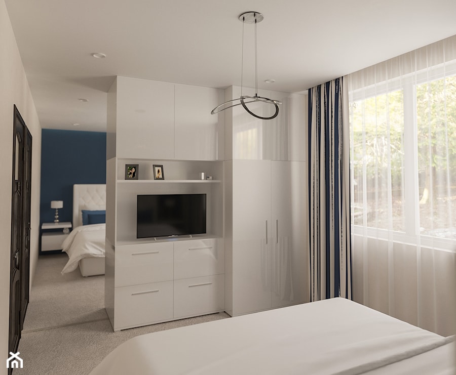 Sypialnia z niebieskim akcentem - Sypialnia, styl nowoczesny - zdjęcie od Art & Deco Design