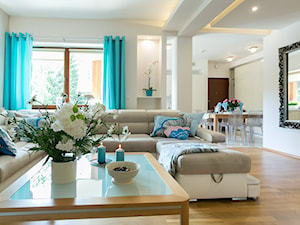 Apartament w Zakopanym - Średni beżowy biały salon z kuchnią z jadalnią, styl nowoczesny - zdjęcie od Art & Deco Design