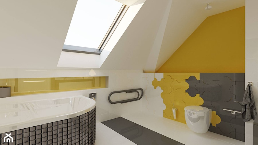 Łazienka z żółtym akcentem - Łazienka, styl nowoczesny - zdjęcie od Art & Deco Design