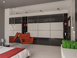 Sypialnia z czerwonym akcentem - Sypialnia, styl nowoczesny - zdjęcie od Art & Deco Design