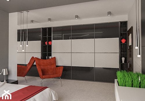 Sypialnia z czerwonym akcentem - Sypialnia, styl nowoczesny - zdjęcie od Art & Deco Design