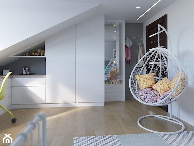 Pokój dla dziewczynki w domu jednorodzinnym - styl nowoczesny