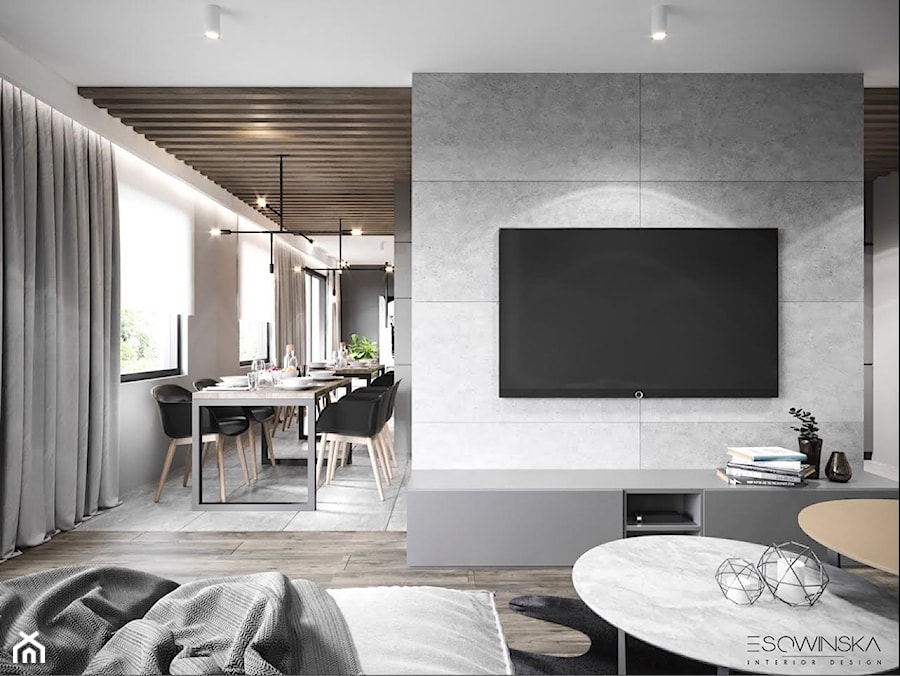 APARTAMENT JAWORZNO 70 M2 - Średnia szara jadalnia jako osobne pomieszczenie, styl nowoczesny - zdjęcie od EDYTA SOWIŃSKA INTERIOR DESIGN