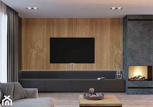 DOM JEDNORODZINNY 100 M2 TARNOWSKIE GÓRY - Średni czarny szary salon, styl minimalistyczny - zdjęcie od EDYTA SOWIŃSKA INTERIOR DESIGN