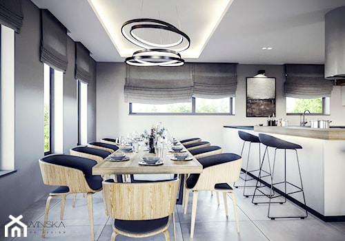 DOM JEDNORODZINNY TARNÓW 250 m2 - Duża szara jadalnia w kuchni, styl nowoczesny - zdjęcie od EDYTA SOWIŃSKA INTERIOR DESIGN