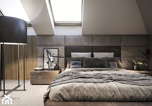 DOM JEDNORODZINNY TARNÓW 250 m2 - Średnia szara sypialnia na poddaszu, styl nowoczesny - zdjęcie od EDYTA SOWIŃSKA INTERIOR DESIGN